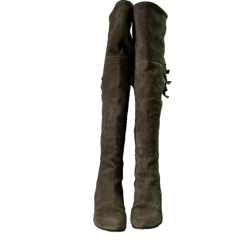 Joie Boots Women 8 Leather Suede Coachella Over The Knee Triple Buckle detail